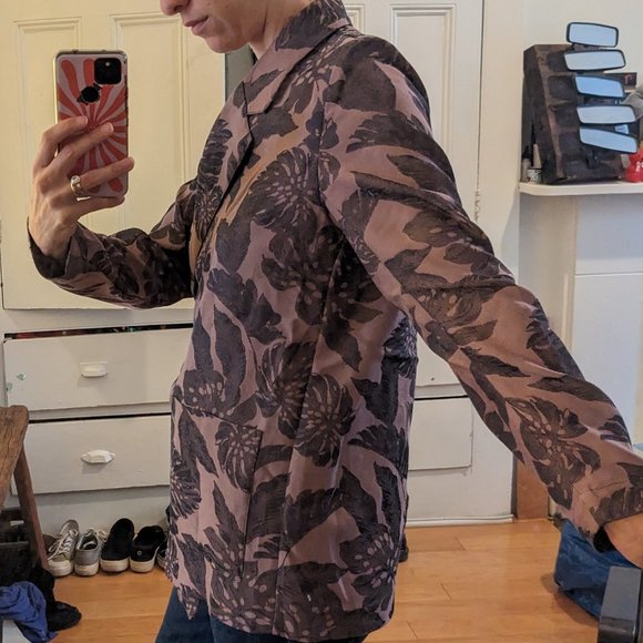 J.Crew Collection - Pink and Black Leaf Print Blazer - Picture 7 of 8